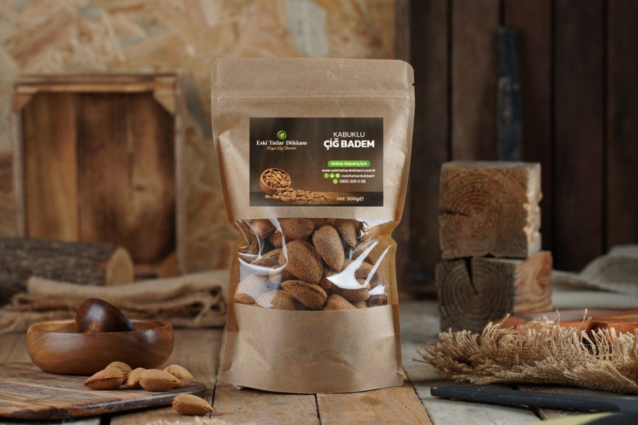 Kabuklu Organik Çiğ Badem (500gr)