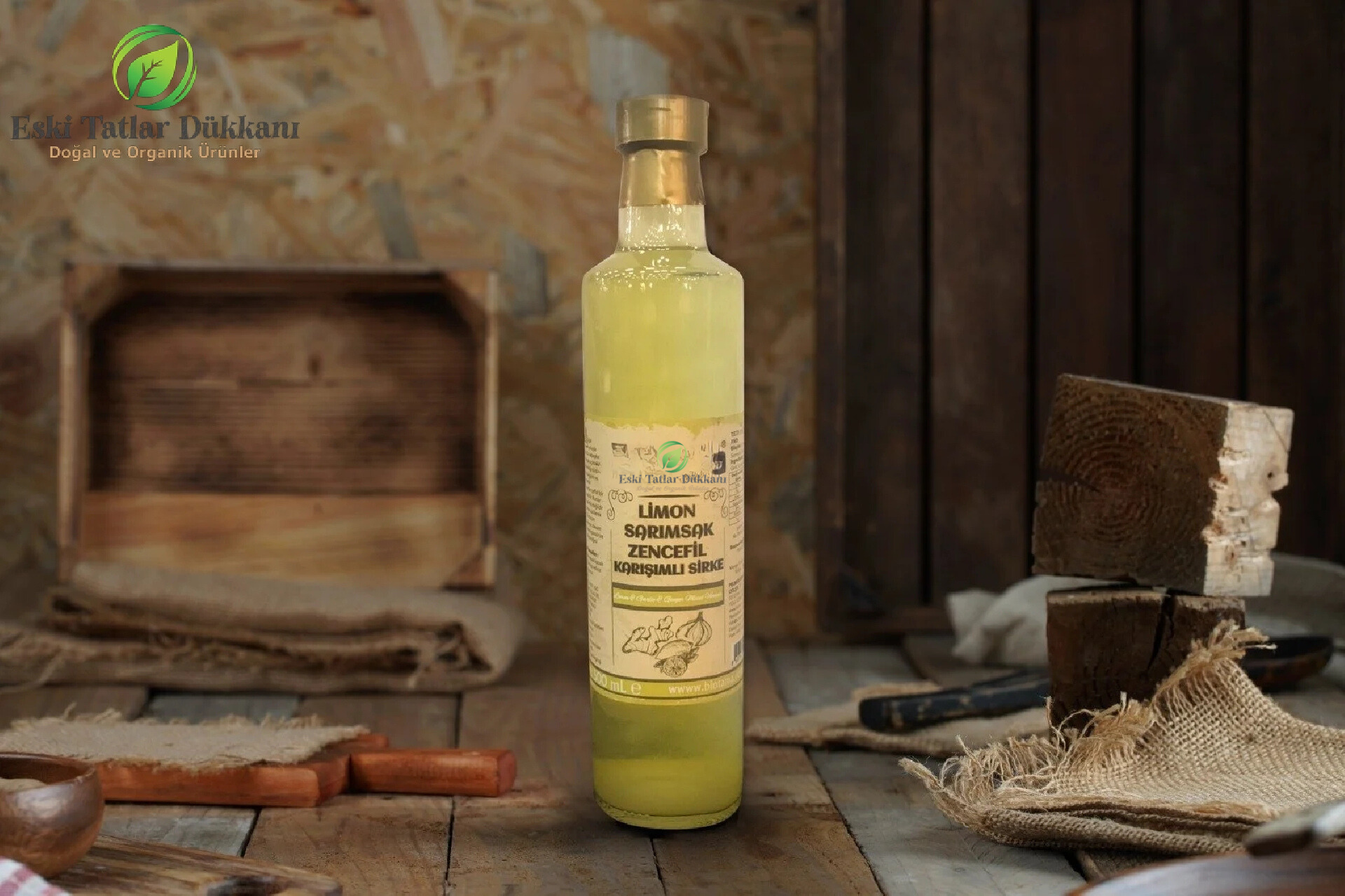 Doğal Fermantasyonlu Limon-Sarımsak-Zencefil Karışımlı Sirke (500ml)