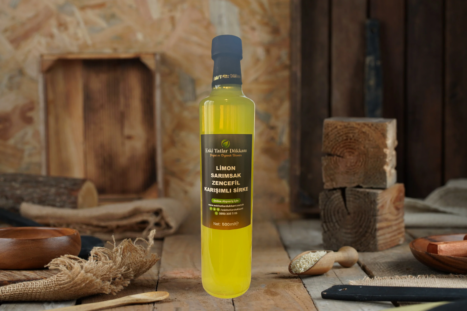 Doğal Fermantasyonlu Limon-Sarımsak-Zencefil Karışımlı Sirke (500ml)