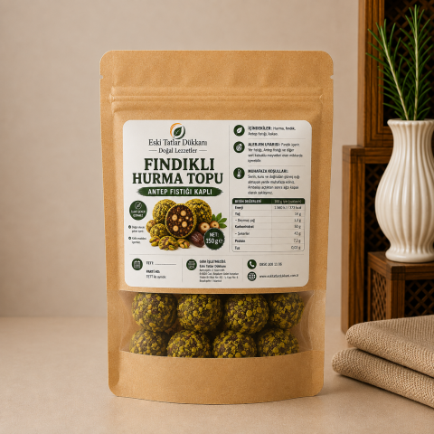 Fındıklı Hurma Topları - Antep Fıstığı Kaplı 150 g