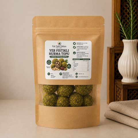 Yer Fıstıklı Hurma Topları - Antep Fıstığı Kaplı 150 g